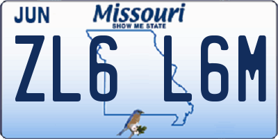 MO license plate ZL6L6M