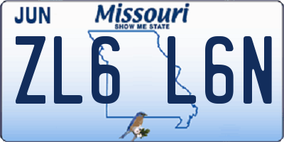 MO license plate ZL6L6N