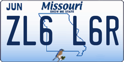 MO license plate ZL6L6R