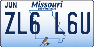 MO license plate ZL6L6U