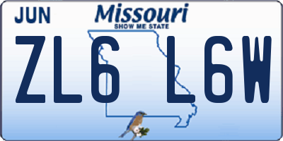 MO license plate ZL6L6W