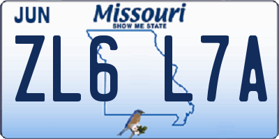 MO license plate ZL6L7A