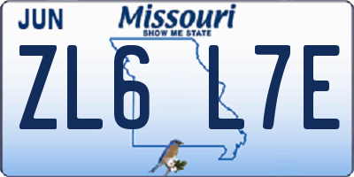 MO license plate ZL6L7E