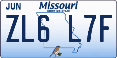 MO license plate ZL6L7F