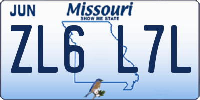 MO license plate ZL6L7L