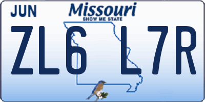 MO license plate ZL6L7R