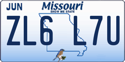 MO license plate ZL6L7U