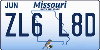 MO license plate ZL6L8D