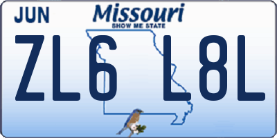 MO license plate ZL6L8L
