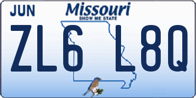 MO license plate ZL6L8Q