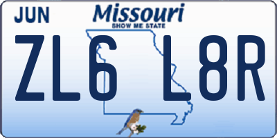 MO license plate ZL6L8R