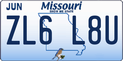 MO license plate ZL6L8U