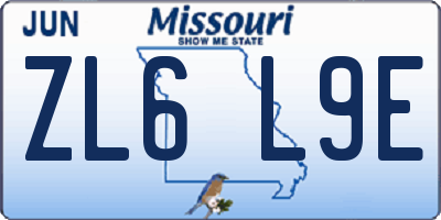 MO license plate ZL6L9E