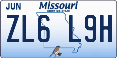 MO license plate ZL6L9H
