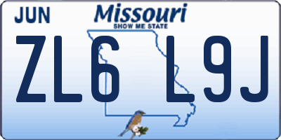 MO license plate ZL6L9J
