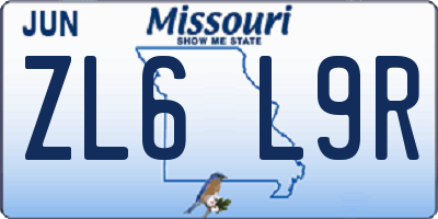 MO license plate ZL6L9R