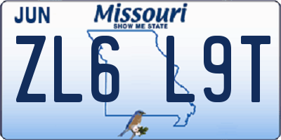 MO license plate ZL6L9T