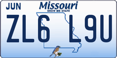 MO license plate ZL6L9U
