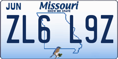 MO license plate ZL6L9Z