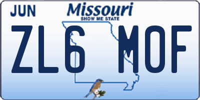 MO license plate ZL6M0F