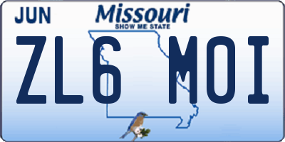MO license plate ZL6M0I