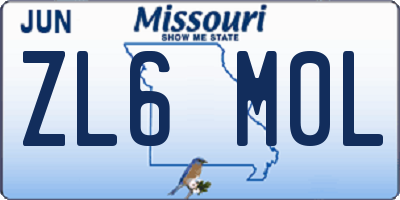 MO license plate ZL6M0L