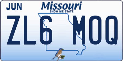 MO license plate ZL6M0Q