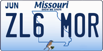MO license plate ZL6M0R