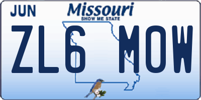MO license plate ZL6M0W