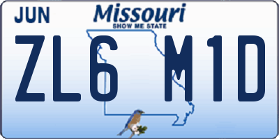 MO license plate ZL6M1D