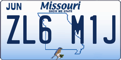 MO license plate ZL6M1J