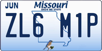 MO license plate ZL6M1P