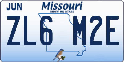 MO license plate ZL6M2E