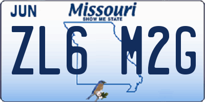 MO license plate ZL6M2G