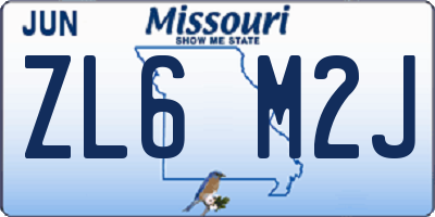 MO license plate ZL6M2J