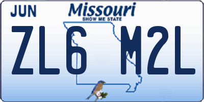 MO license plate ZL6M2L