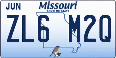 MO license plate ZL6M2Q