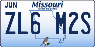 MO license plate ZL6M2S