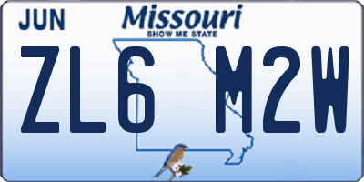 MO license plate ZL6M2W