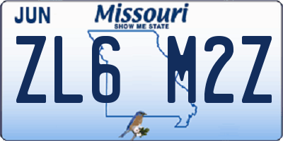 MO license plate ZL6M2Z