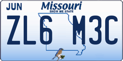 MO license plate ZL6M3C