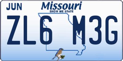 MO license plate ZL6M3G