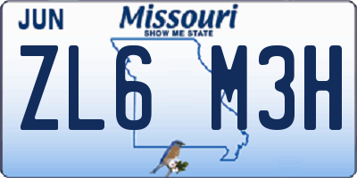 MO license plate ZL6M3H