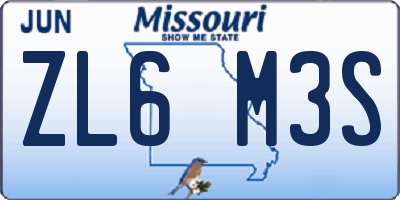 MO license plate ZL6M3S