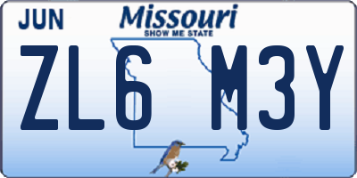 MO license plate ZL6M3Y