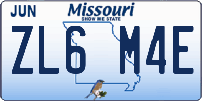 MO license plate ZL6M4E