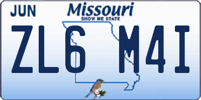 MO license plate ZL6M4I