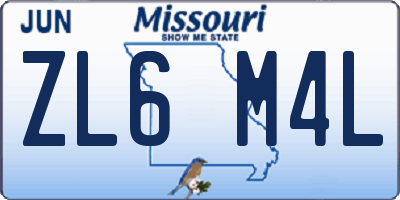 MO license plate ZL6M4L