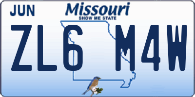 MO license plate ZL6M4W