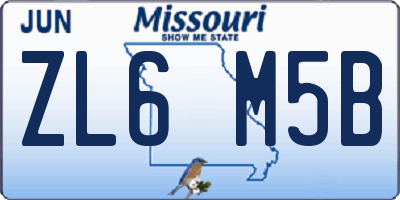 MO license plate ZL6M5B